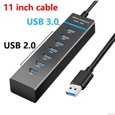 Ruisave Usb Hub 3 0 Extender de mare viteză 4 7 porturi USB Splitter Multiport pentru Lenovo Xiaomi Macbook Pro PC Accesorii laptop