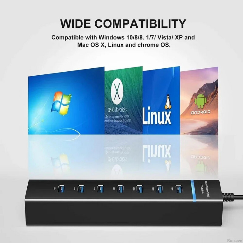 Ruisave USB Hub 3 0 Extender High Speed 4 7 Port USB Splitter Multiport Lenovo Xiaomi Macbook Pro PC sülearvuti tarvikud