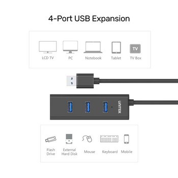 Alxum USB 3.0 HUB 5Gbps Διαχωριστής USB υψηλής ταχύτητας 4 θυρών με θύρα φόρτισης τύπου C USB Extension Hub για υπολογιστή MacBook Surface Pro