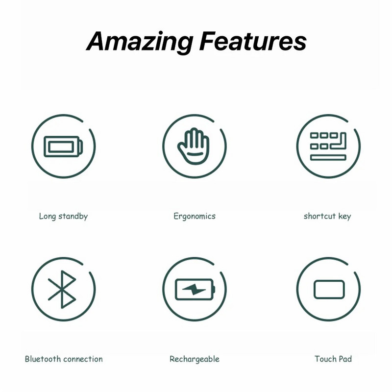 Ασύρματο πληκτρολόγιο και ποντίκι με επιφάνεια αφής για iOS Android Tablet Windows εξαιρετικά λεπτό Teclado για Xiaomi Huawei Apple Samsung