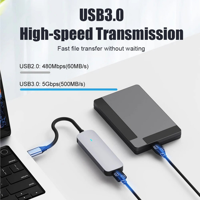 USB 3.0 4-pordiline jaotur OTG-adapter 5Gpbs kiire USB 3.0 2.0 jaotur Lenovo Xiaomi Macbook Pro Air PC arvutitarvikute jaoks