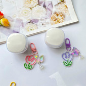 JBL W300TWSE austiņu korpusam Tulpju ziedu un atslēgu piekariņa caurspīdīgs silikona vāciņš JBL WAVE FLEX austiņu kastītei