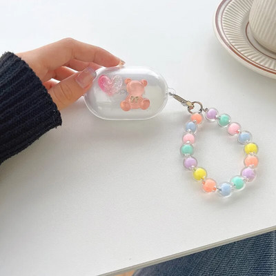 Νέα θήκη ακουστικών για oppo enco μπουμπούκια Bear/rabbit/Love με διαφανές μαλακό κέλυφος Θήκη Προστασίας ακουστικών Για oppo enco w11 Pearl αλυσίδα