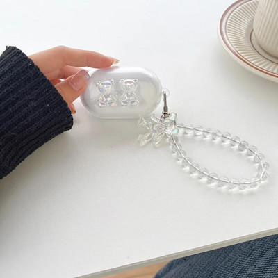 Νέα θήκη ακουστικών για oppo enco μπουμπούκια Bear/rabbit/Love με διαφανές μαλακό κέλυφος Θήκη Προστασίας ακουστικών Για oppo enco w11 Pearl αλυσίδα