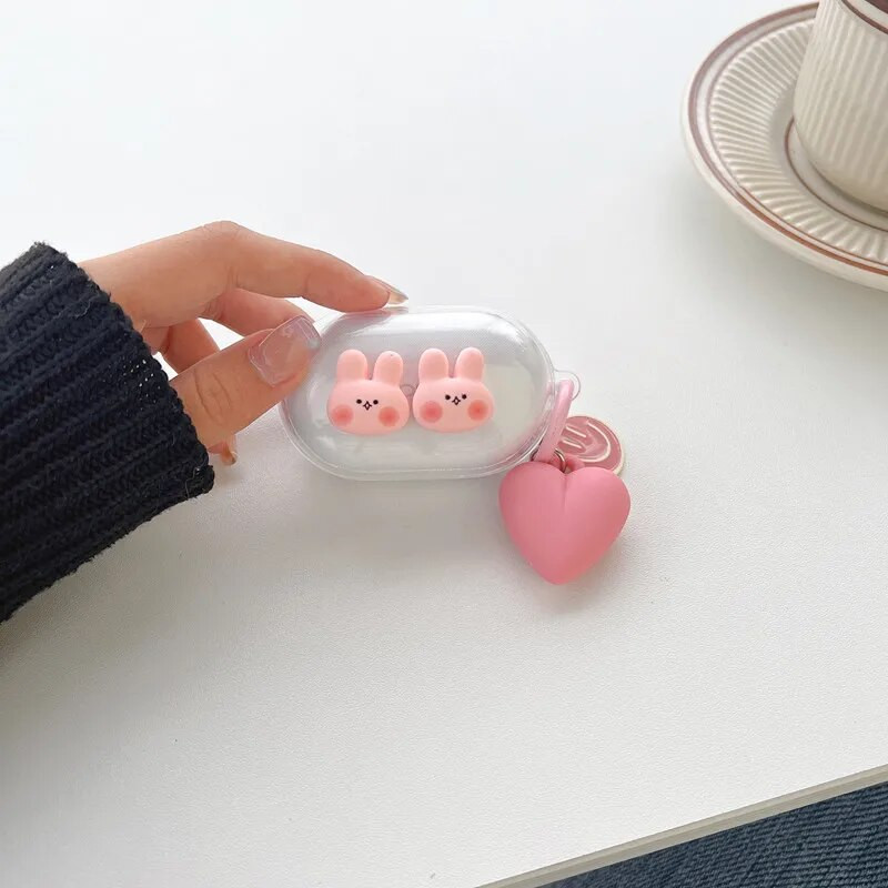 Νέα θήκη ακουστικών για oppo enco μπουμπούκια Bear/rabbit/Love με διαφανές μαλακό κέλυφος Θήκη Προστασίας ακουστικών Για oppo enco w11 Pearl αλυσίδα