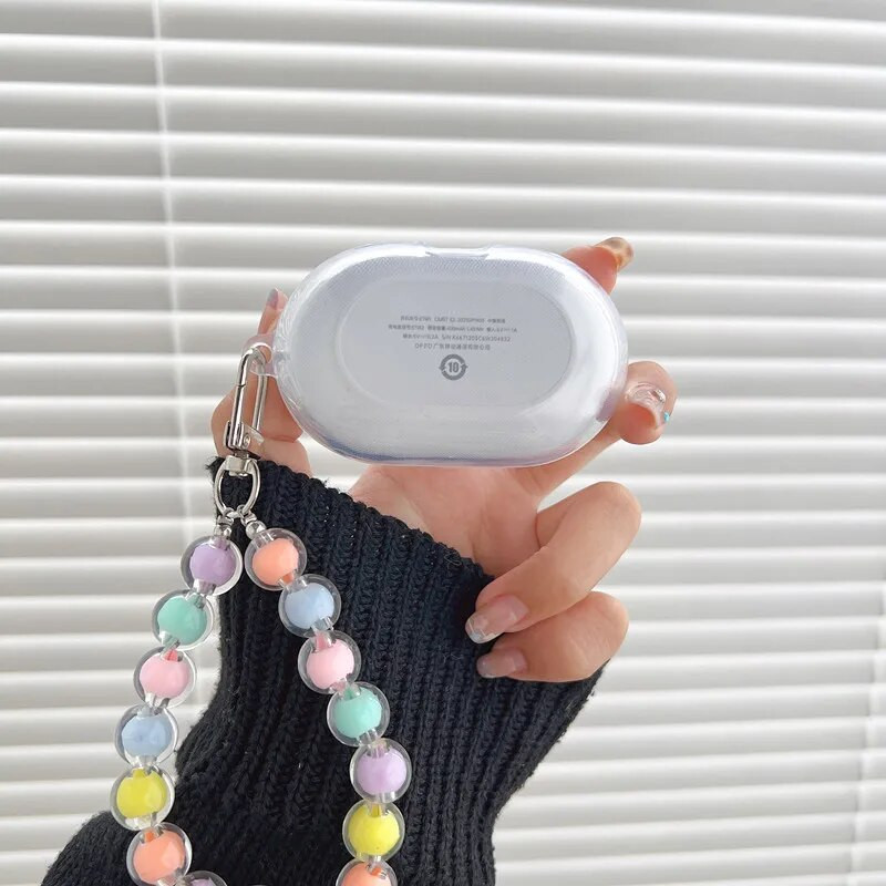 Νέα θήκη ακουστικών για oppo enco μπουμπούκια Bear/rabbit/Love με διαφανές μαλακό κέλυφος Θήκη Προστασίας ακουστικών Για oppo enco w11 Pearl αλυσίδα