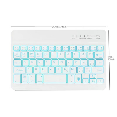 7 värvi RGB Bluetooth-klaviatuur Taaslaetav taustvalgustusega juhtmevaba klaviatuur iPad mini Air Pro jaoks Android Widowsi telefoni tahvelarvuti jaoks