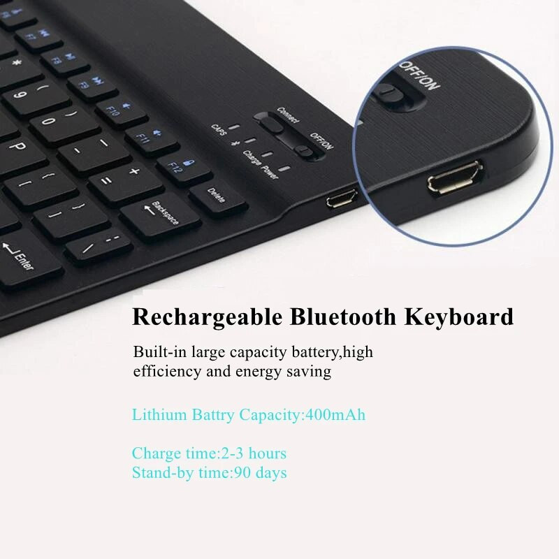 7 värvi RGB Bluetooth-klaviatuur Taaslaetav taustvalgustusega juhtmevaba klaviatuur iPad mini Air Pro jaoks Android Widowsi telefoni tahvelarvuti jaoks