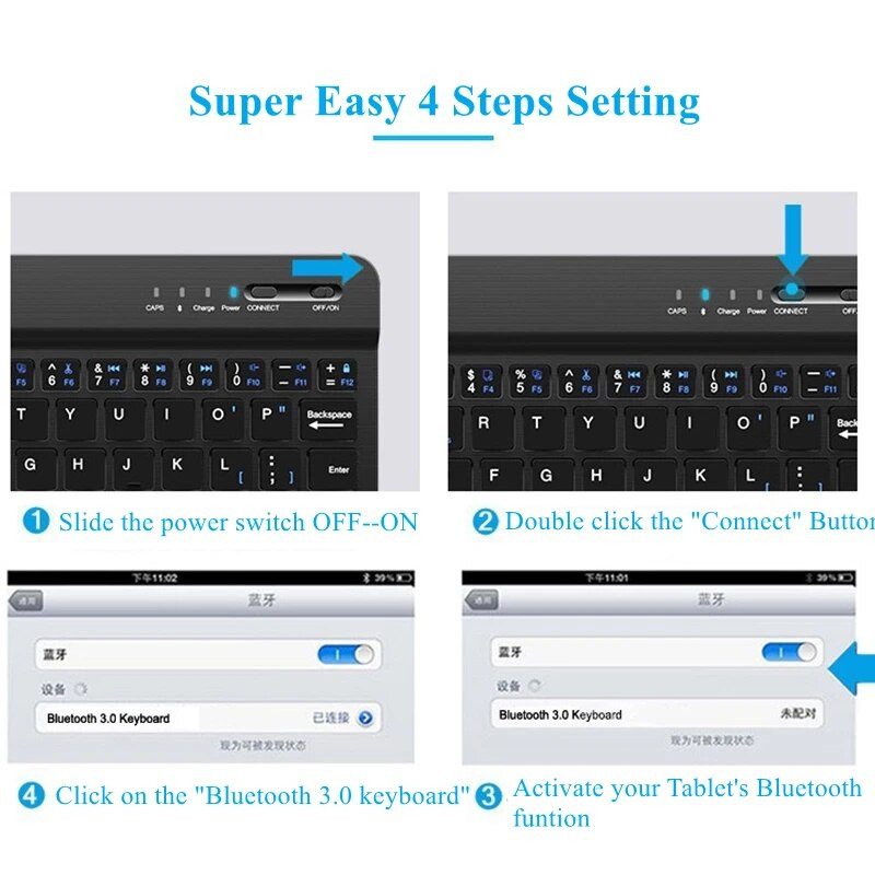 7 värvi RGB Bluetooth-klaviatuur Taaslaetav taustvalgustusega juhtmevaba klaviatuur iPad mini Air Pro jaoks Android Widowsi telefoni tahvelarvuti jaoks