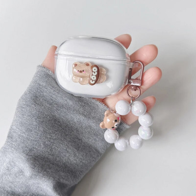 Για Realme buds Air 3 / 3 Neo Case Cute Bear / Cartoon Animal Cover Διαφανές κάλυμμα ακουστικών σιλικόνης με μπρελόκ