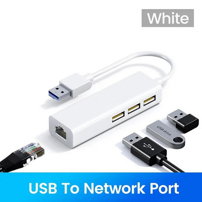 USB-adapter Ethernet USB 2.0.1C/MA 3USB 2.0+RJ45 jaotur MacBook Xiaomi Samsung Windows Huawei arvutiadapteri jaoks