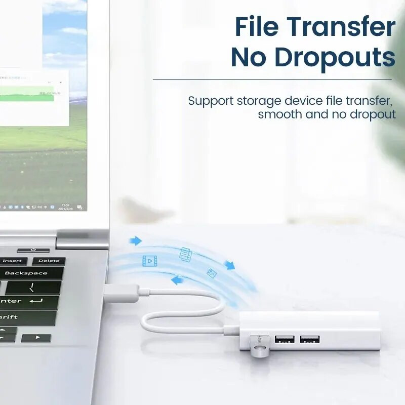 USB-adapter Ethernet USB 2.0.1C/MA 3USB 2.0+RJ45 jaotur MacBook Xiaomi Samsung Windows Huawei arvutiadapteri jaoks