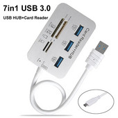 7 σε 1 3 θύρες USB TYPE C 3.0 HUB+4 Θύρες Expander SD TF MS, M2 MMC Προσαρμογέας ανάγνωσης κάρτας μνήμης για U Disk Πληκτρολόγιο ποντικιού φορητού υπολογιστή