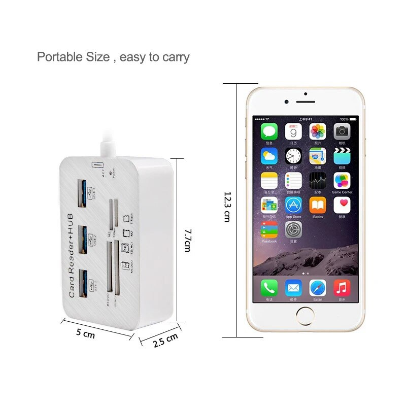 7 σε 1 3 θύρες USB TYPE C 3.0 HUB+4 Θύρες Expander SD TF MS, M2 MMC Προσαρμογέας ανάγνωσης κάρτας μνήμης για U Disk Πληκτρολόγιο ποντικιού φορητού υπολογιστή