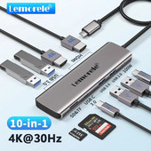 Lemorele TC91 USB C HUB USB 3.0 Docking Station USB Type-C to Dual HDMI for Macbook Air Pro iPad Pro M2 M1 PC Extend 2 Different