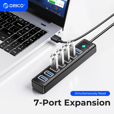 ORICO USB3.0 HUB 7 Port Splitte Високоскоростно разширение за преносим компютър за аксесоари за лаптопи