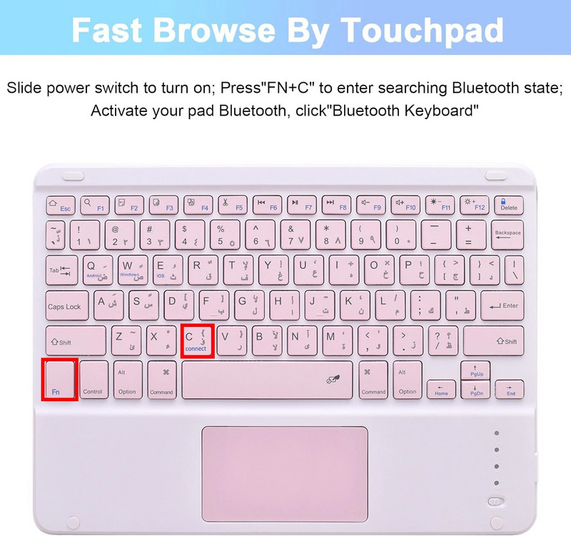 Trackpad Αραβικό πληκτρολόγιο για ipad 10.2 10.5 11 10.9 Lenovo P11 Pro M10 Plus 10.6 10.3 10.1 Samsung Tab S9 S8 S7 S6 A9+ A8 A7