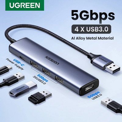 UGREEN USB3.0 HUB de tip C la 4 porturi USB HUB 5Gbps Adaptor USB3.0 pentru Macbook Pro Air M1 PC Accesorii laptop Splitter USB C HUB