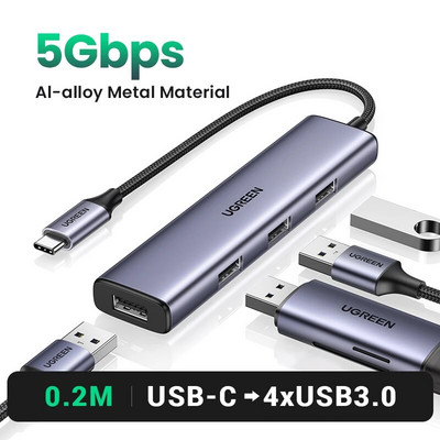 UGREEN USB3.0 HUB de tip C la 4 porturi USB HUB 5Gbps Adaptor USB3.0 pentru Macbook Pro Air M1 PC Accesorii laptop Splitter USB C HUB