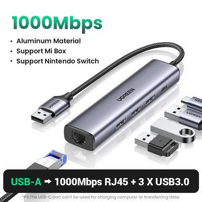 UGREEN USB3.0 HUB de tip C la 4 porturi USB HUB 5Gbps Adaptor USB3.0 pentru Macbook Pro Air M1 PC Accesorii laptop Splitter USB C HUB