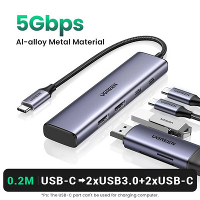 UGREEN USB3.0 HUB de tip C la 4 porturi USB HUB 5Gbps Adaptor USB3.0 pentru Macbook Pro Air M1 PC Accesorii laptop Splitter USB C HUB