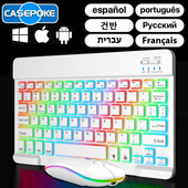 CASEPOKE pārnēsājama plāna klusa planšetdatora tastatūra, uzlādējama aizmugurgaismojuma bezvadu Bluetooth tastatūra iOS Android Windows planšetdatoram