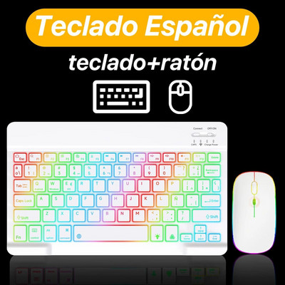 CASEPOKE pārnēsājama plāna klusa planšetdatora tastatūra, uzlādējama aizmugurgaismojuma bezvadu Bluetooth tastatūra iOS Android Windows planšetdatoram