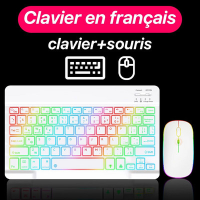 CASEPOKE pārnēsājama plāna klusa planšetdatora tastatūra, uzlādējama aizmugurgaismojuma bezvadu Bluetooth tastatūra iOS Android Windows planšetdatoram