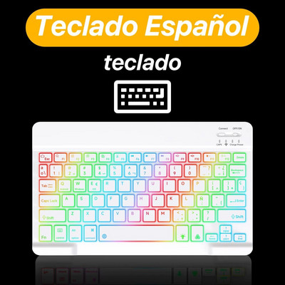 CASEPOKE pārnēsājama plāna klusa planšetdatora tastatūra, uzlādējama aizmugurgaismojuma bezvadu Bluetooth tastatūra iOS Android Windows planšetdatoram