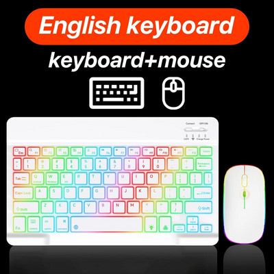 CASEPOKE pārnēsājama plāna klusa planšetdatora tastatūra, uzlādējama aizmugurgaismojuma bezvadu Bluetooth tastatūra iOS Android Windows planšetdatoram