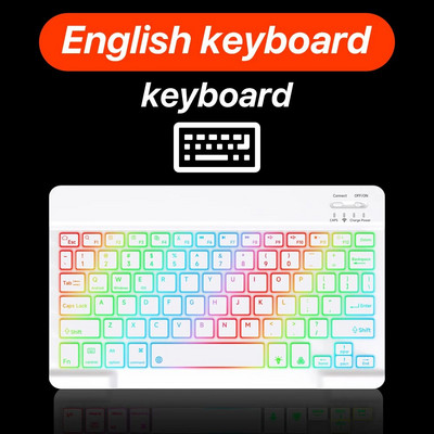 CASEPOKE pārnēsājama plāna klusa planšetdatora tastatūra, uzlādējama aizmugurgaismojuma bezvadu Bluetooth tastatūra iOS Android Windows planšetdatoram