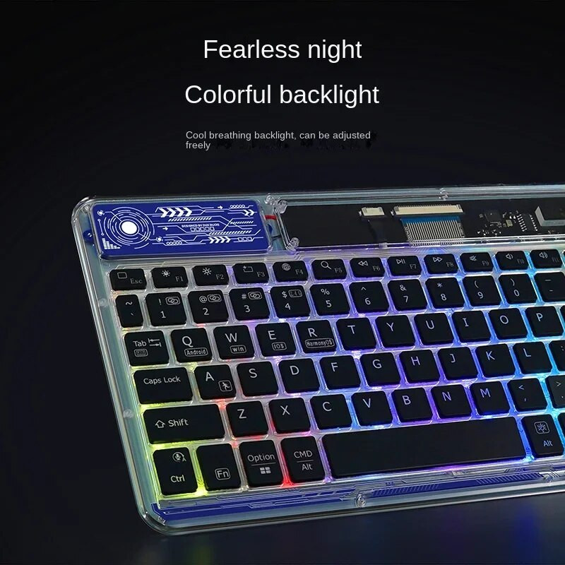 Caurspīdīga bezvadu tastatūra priekš iPad, Huawei, Samsung Xiaomi planšetdatora ārējā tastatūra, mājas biroja mini Bluetooth tastatūra