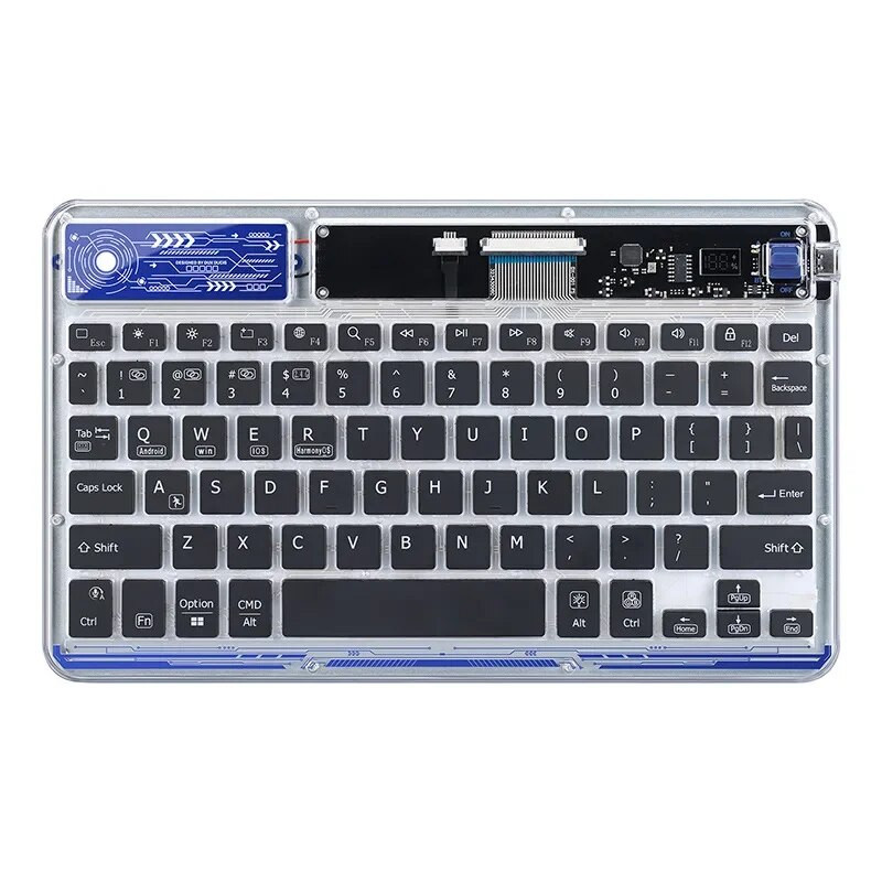 Caurspīdīga bezvadu tastatūra priekš iPad, Huawei, Samsung Xiaomi planšetdatora ārējā tastatūra, mājas biroja mini Bluetooth tastatūra