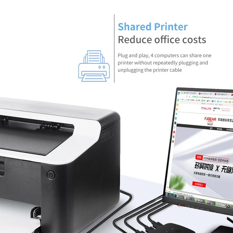 Διακόπτης KVM Διακόπτης USB Κοινόχρηστος προσαρμογέας διανομέα ελεγκτή USB2.0 4 είσοδοι 4 έξοδοι για φορητό υπολογιστή Εκτυπωτής πληκτρολόγιο Οθόνη ποντικιού