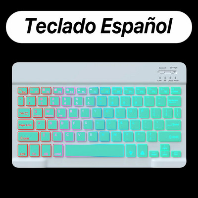 Tastatură și mouse Bluetooth cu iluminare din spate iluminate din spate pentru Ipad Teclado fără fir pentru dispozitive iOS Android Windows reîncărcabile de 10 inchi