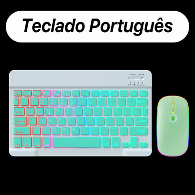 Tastatură și mouse Bluetooth cu iluminare din spate iluminate din spate pentru Ipad Teclado fără fir pentru dispozitive iOS Android Windows reîncărcabile de 10 inchi