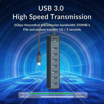 iDsonix USB сплитер Multiport USB 3.0 HUB Type C Power Port 5Gbps High Speed HUB Докинг станция за аксесоари за лаптоп Macbook