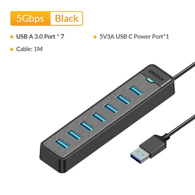 iDsonix USB sadalītāja vairāku portu USB 3.0 C tipa centrmezgla barošanas ports 5 Gbps liela ātruma centrmezgla dokstacija Macbook klēpjdatoru piederumiem