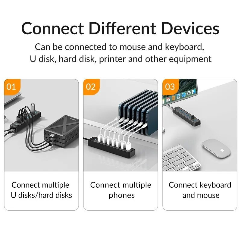 iDsonix USB sadalītāja vairāku portu USB 3.0 C tipa centrmezgla barošanas ports 5 Gbps liela ātruma centrmezgla dokstacija Macbook klēpjdatoru piederumiem