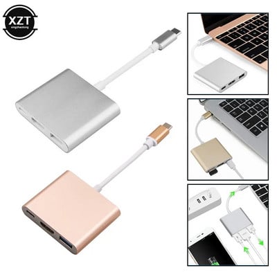 USB C HUB su HDMI suderinamas adapteris, skirtas Macbook Pro/Air Thunderbolt 3 USB Type C Hub 4K USB 3.0 prievadas USB-C maitinimo tiekimas