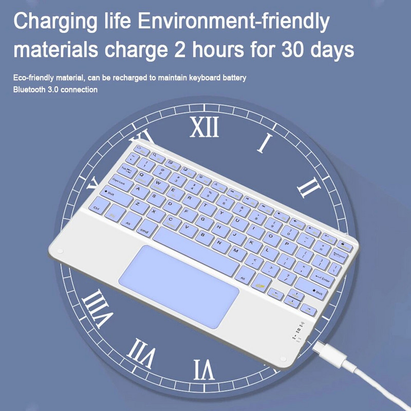 Ασύρματο πληκτρολόγιο και ποντίκι με επιφάνεια αφής για Huawei Apple Samsung Επαναφορτιζόμενη μεγάλη μπαταρία για iOS Android Σύστημα Windows