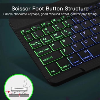 Подсветка Подсветка Bluetooth клавиатура и мишка за Ipad Wireless Teclado За iOS Android Windows Акумулаторни 10 инча устройства