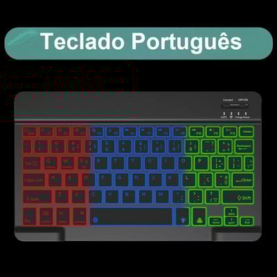 Πληκτρολόγιο και ποντίκι Bluetooth με οπίσθιο φωτισμό για Ipad Wireless Teclado για iOS Επαναφορτιζόμενες συσκευές Android 10 ιντσών