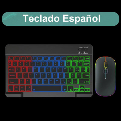 Πληκτρολόγιο και ποντίκι Bluetooth με οπίσθιο φωτισμό για Ipad Wireless Teclado για iOS Επαναφορτιζόμενες συσκευές Android 10 ιντσών