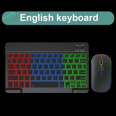 Πληκτρολόγιο και ποντίκι Bluetooth με οπίσθιο φωτισμό για Ipad Wireless Teclado για iOS Επαναφορτιζόμενες συσκευές Android 10 ιντσών