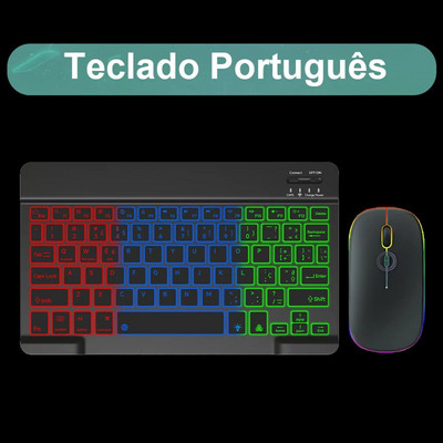 Πληκτρολόγιο και ποντίκι Bluetooth με οπίσθιο φωτισμό για Ipad Wireless Teclado για iOS Επαναφορτιζόμενες συσκευές Android 10 ιντσών