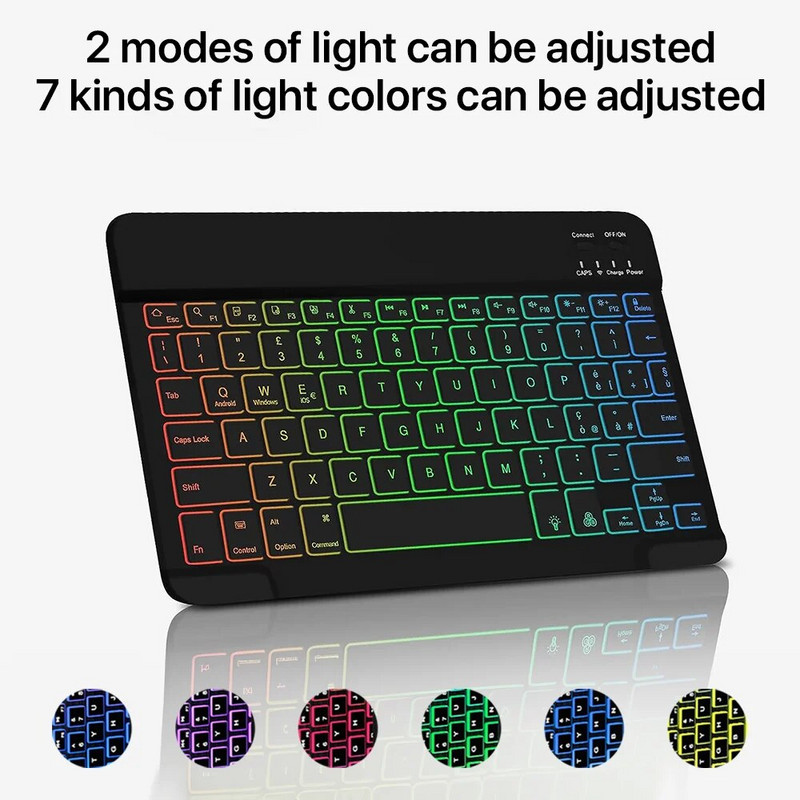 Πληκτρολόγιο και ποντίκι Bluetooth με οπίσθιο φωτισμό για Ipad Wireless Teclado για iOS Επαναφορτιζόμενες συσκευές Android 10 ιντσών