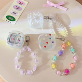 Για Lenovo Thinkplus XT62 Θήκη ακουστικών Tulip Floral Love Heart Butterfly Μαλακό διάφανο κάλυμμα TPU με βραχιόλι με λουράκι χεριού