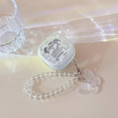 Για Lenovo Thinkplus XT62 Θήκη ακουστικών Tulip Floral Love Heart Butterfly Μαλακό διάφανο κάλυμμα TPU με βραχιόλι με λουράκι χεριού