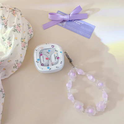 Για Lenovo Thinkplus XT62 Θήκη ακουστικών Tulip Floral Love Heart Butterfly Μαλακό διάφανο κάλυμμα TPU με βραχιόλι με λουράκι χεριού